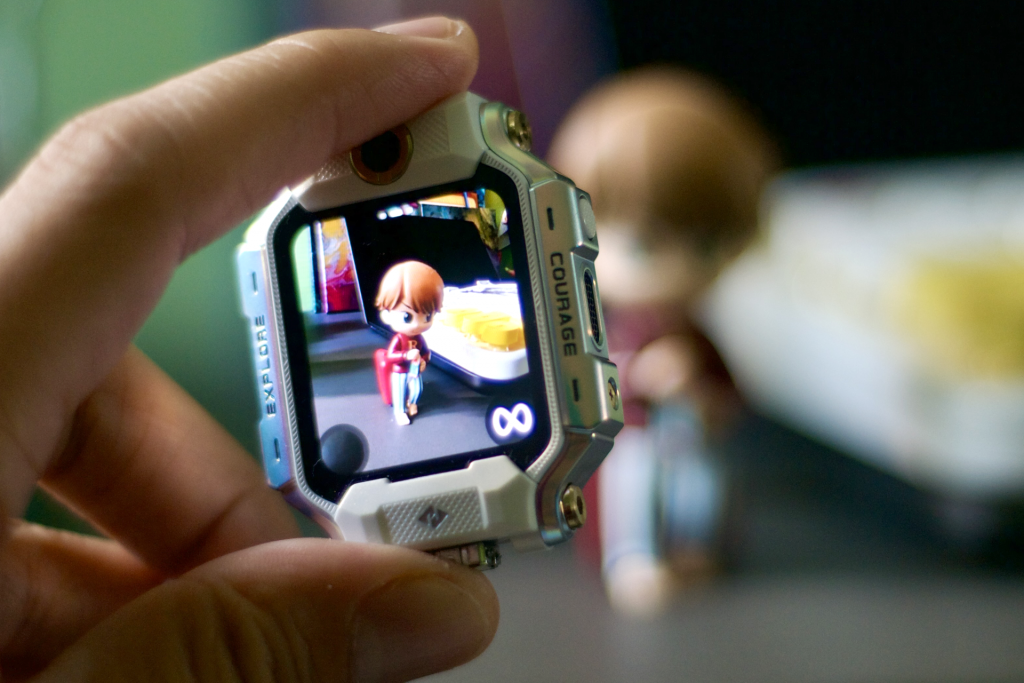 The imoo x10 watch phone taking a photo